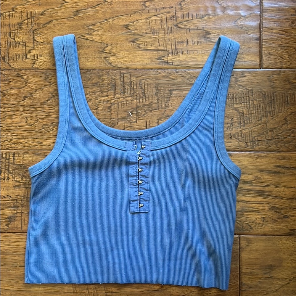 Blue Ribbed Tank Top